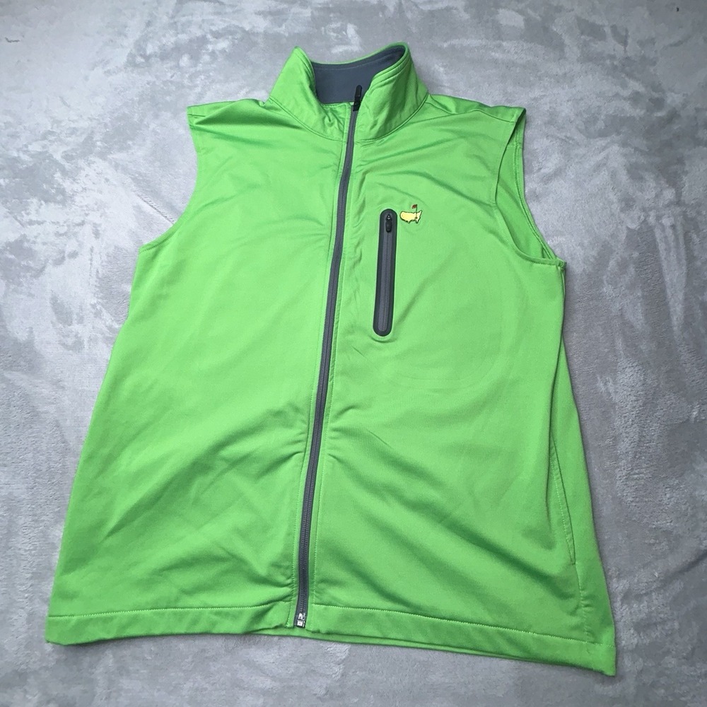 Masters Tech Vest Mens Small Green Augusta Golf Full Zip Performance